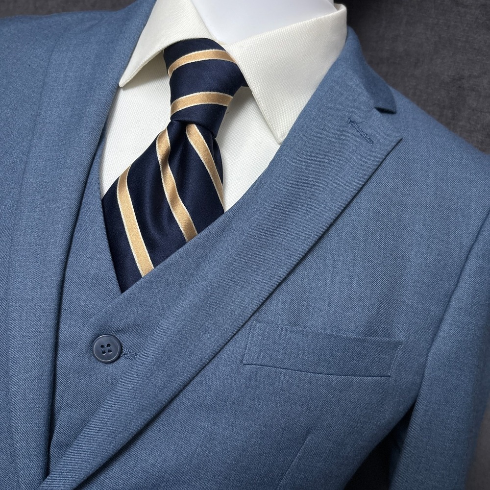 Suit Jacket Vest 46R‎ Slim Fit Blue 2pc Classic Casual Preppy Business Dapper